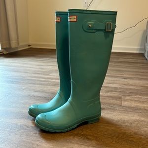 HUNTER Rainboots Teal Blue Tall Size 8